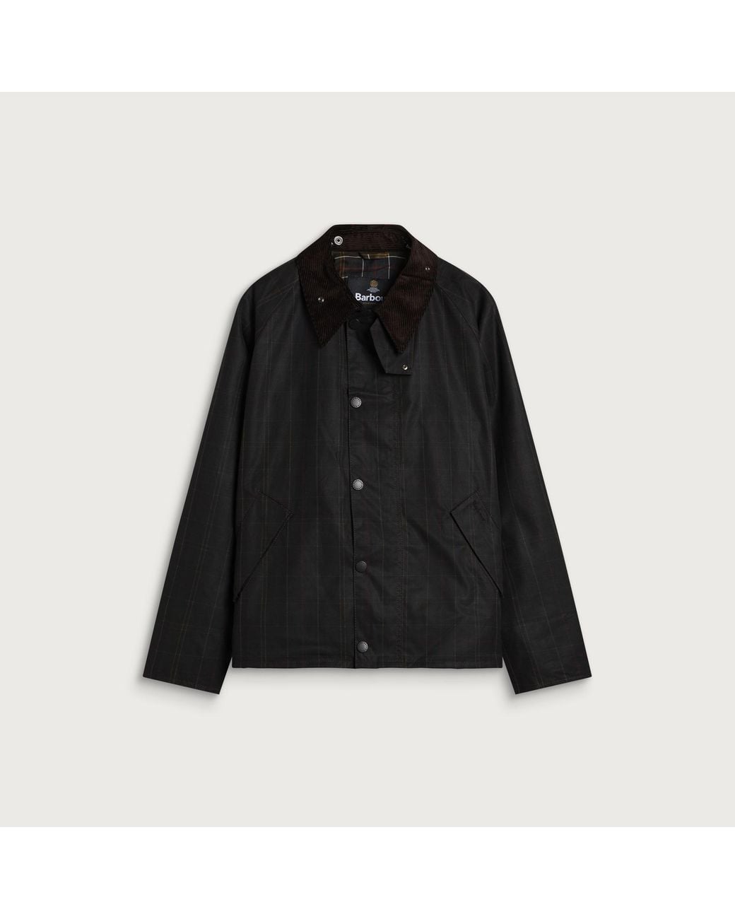 Barbour Black Tartan Transport Wax Jacket for men