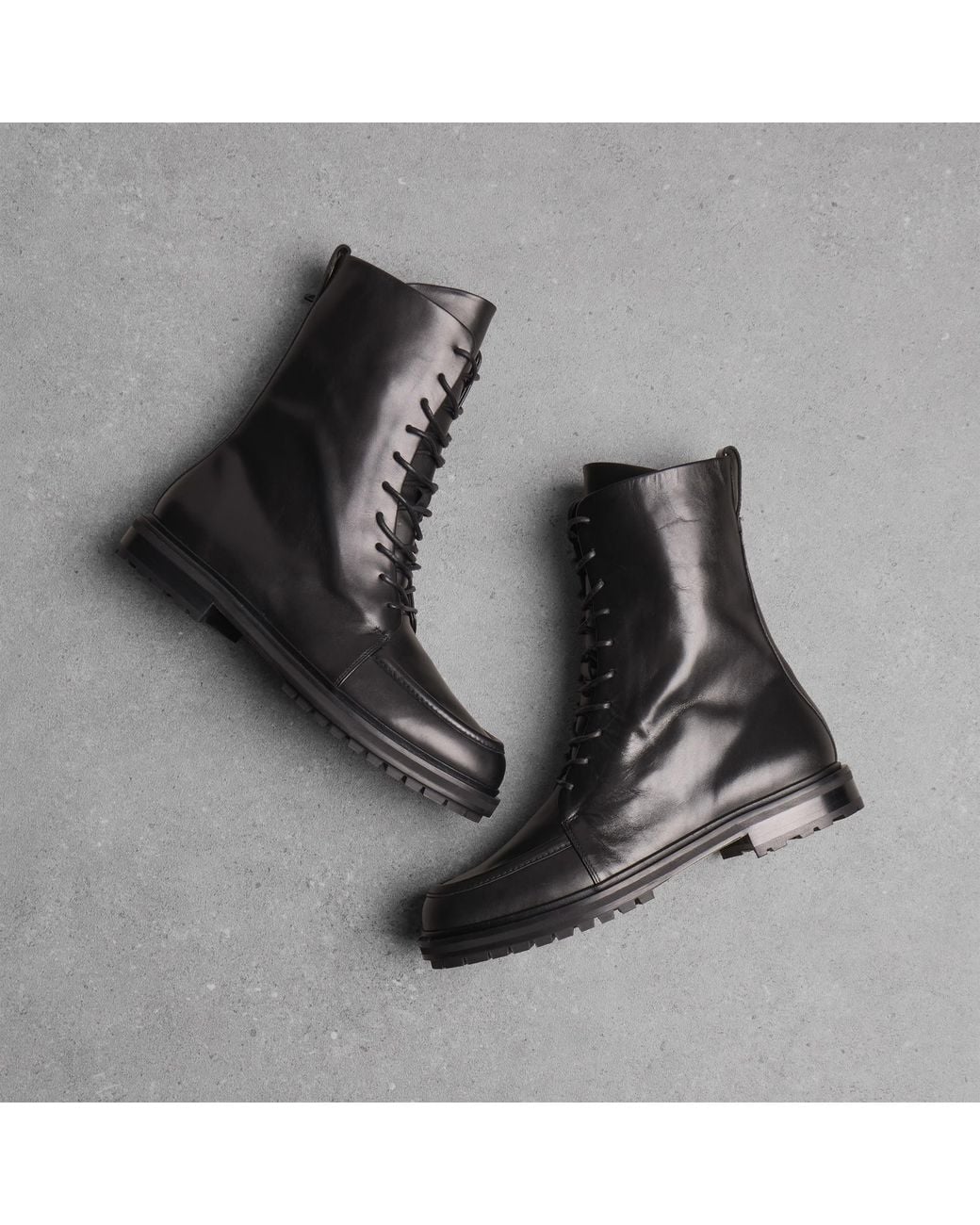 Aeyde Black Tate Leather Lace Up Ankle Boots