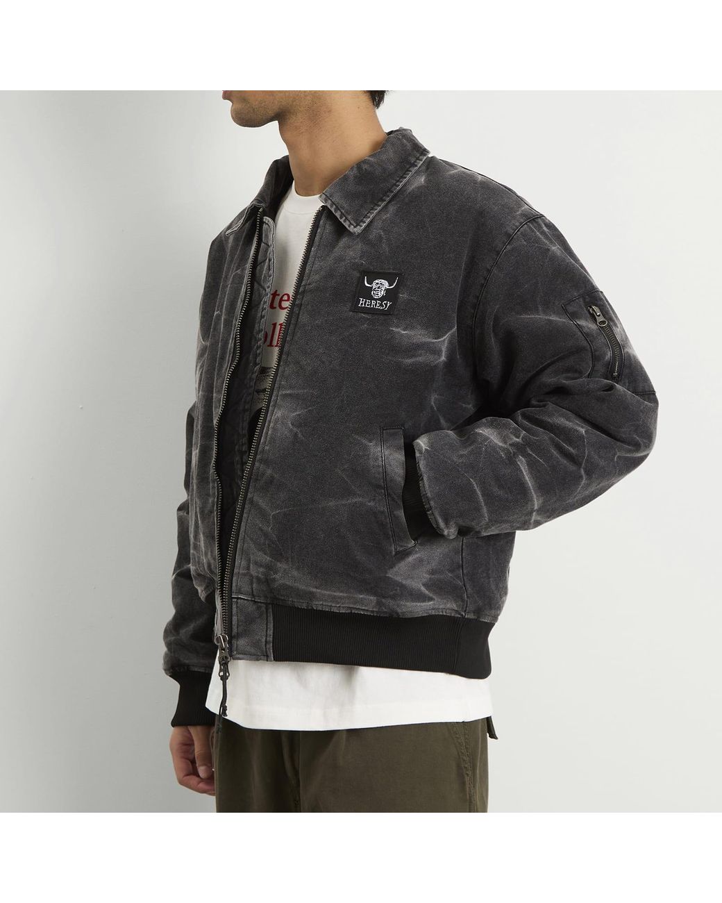 Heresy Black Ooser Bomber for men
