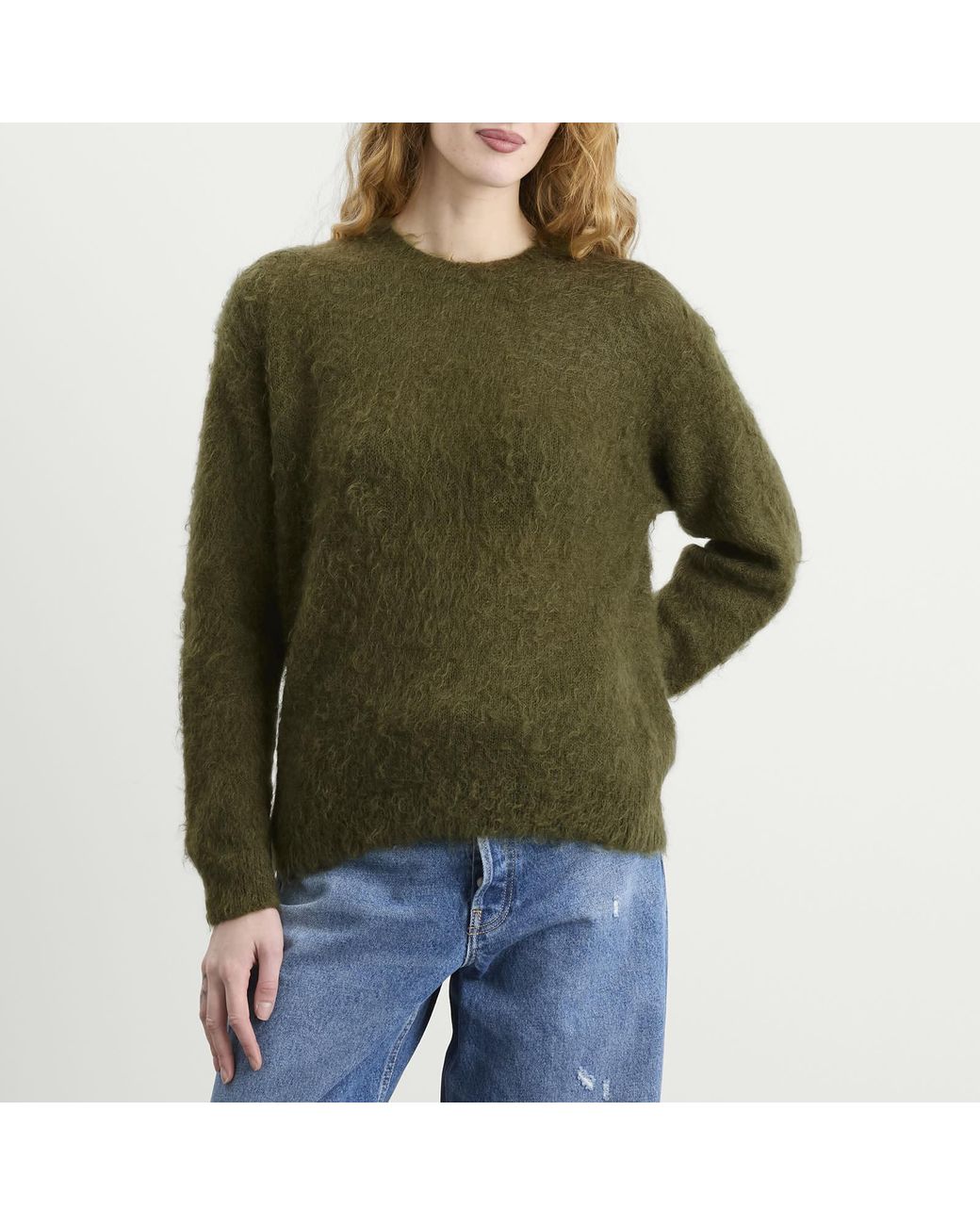 Auralee Green Mohair Knit Pullover