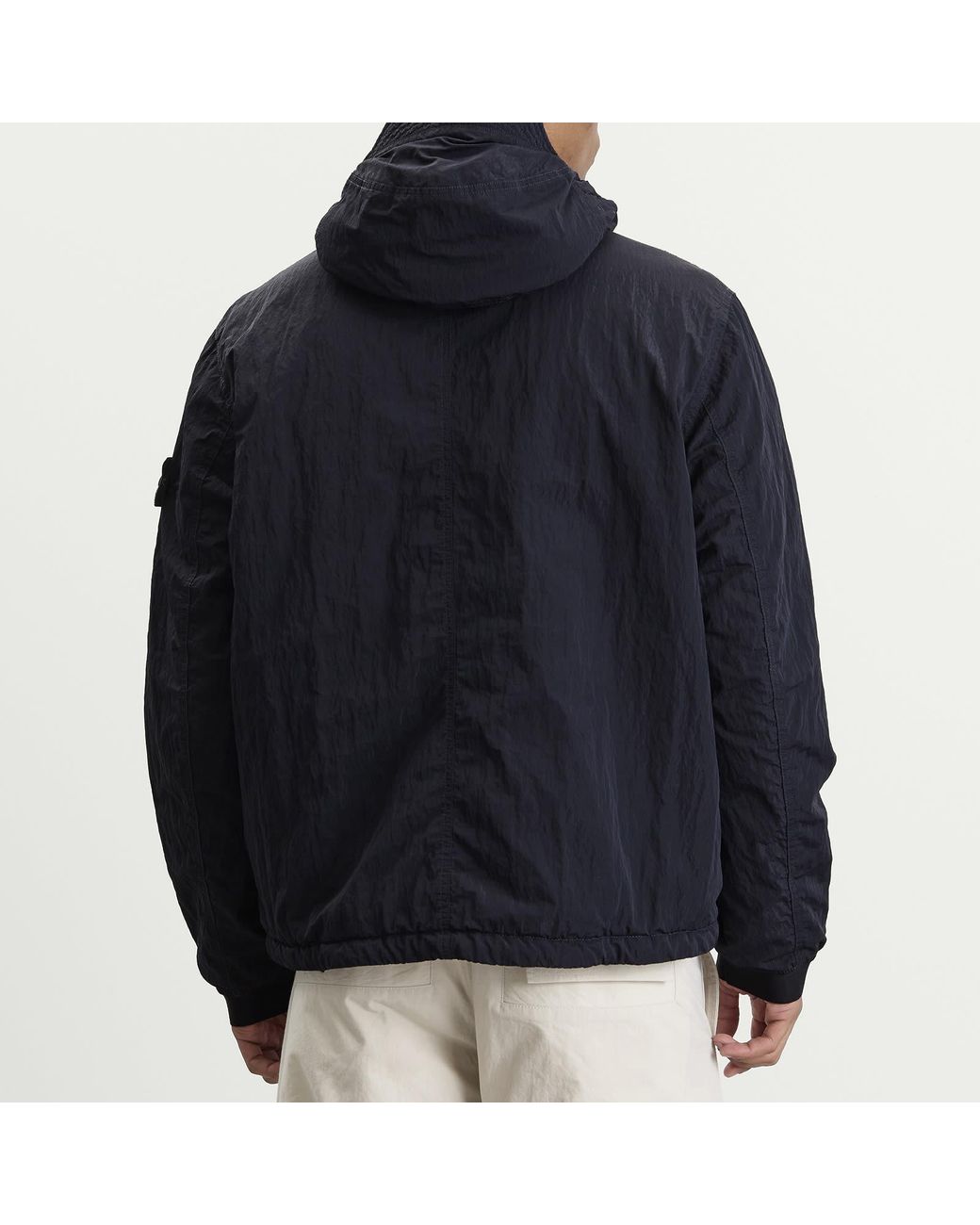 Stone Island Blue Warp Rib Nylon-Tc Hooded Jacket for men