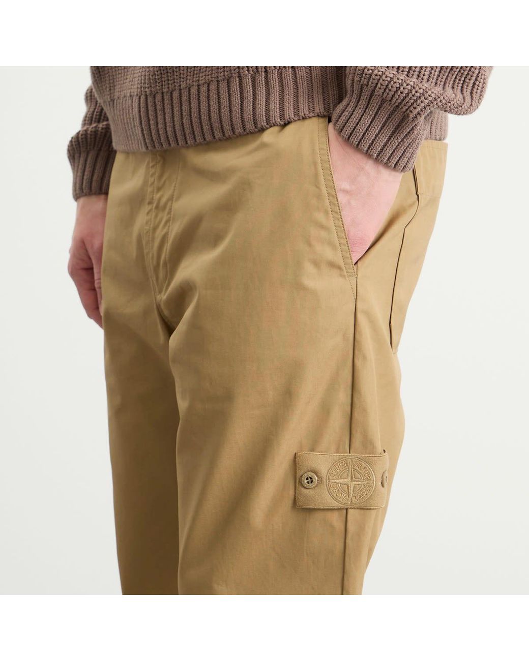 Stone Island Natural Ghost All Weather Cotton Canvas Trousers for men