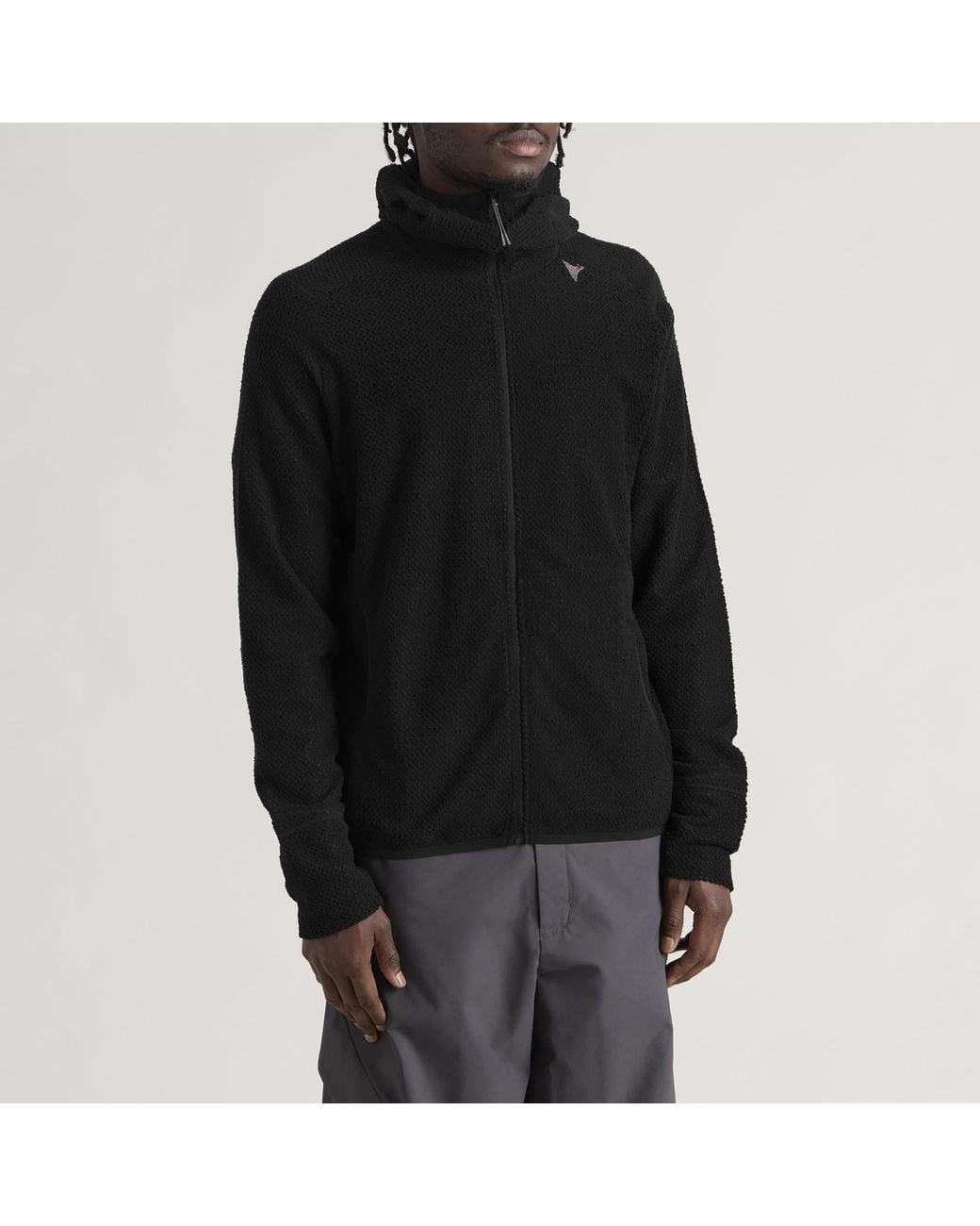 Roa Black Awi Thermal Zip Hoodie for men