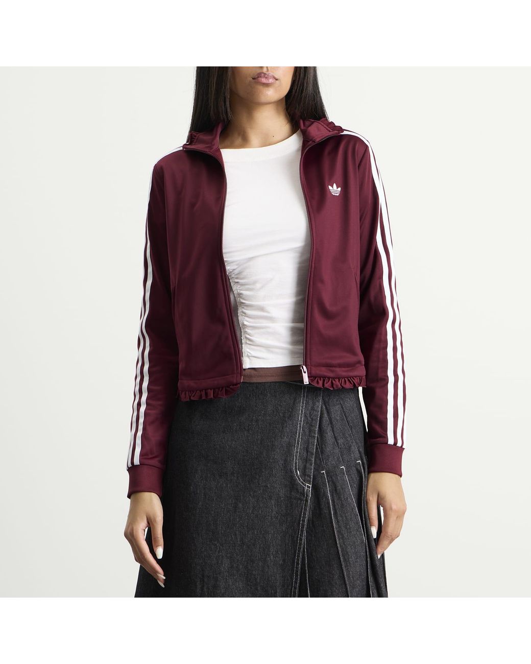 Adidas Red Pleated Firebird Track Top
