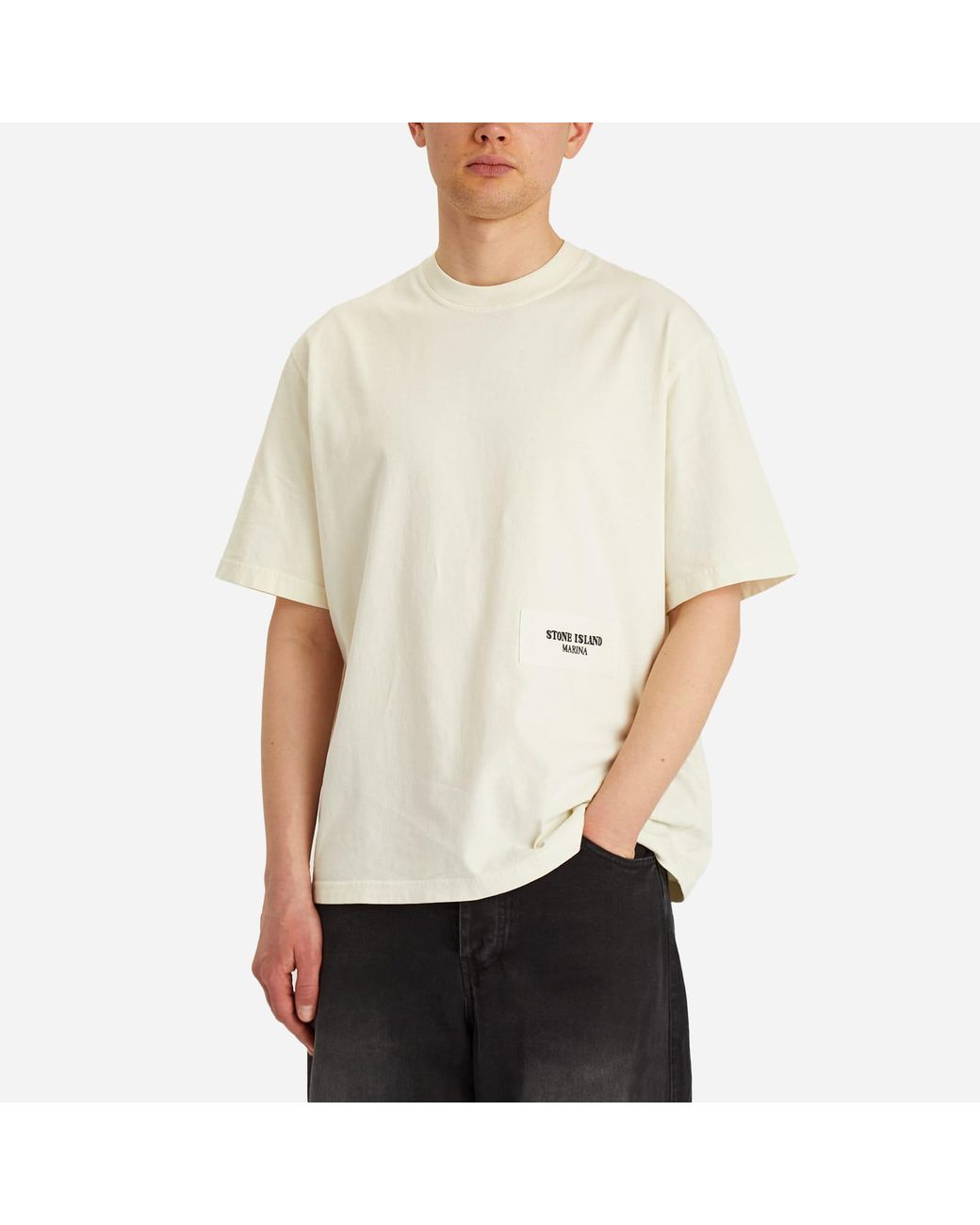 【STONE 】 Marina cotton T-shirt Marina cotton T-shirt in white - Stone Island | Mytheresa