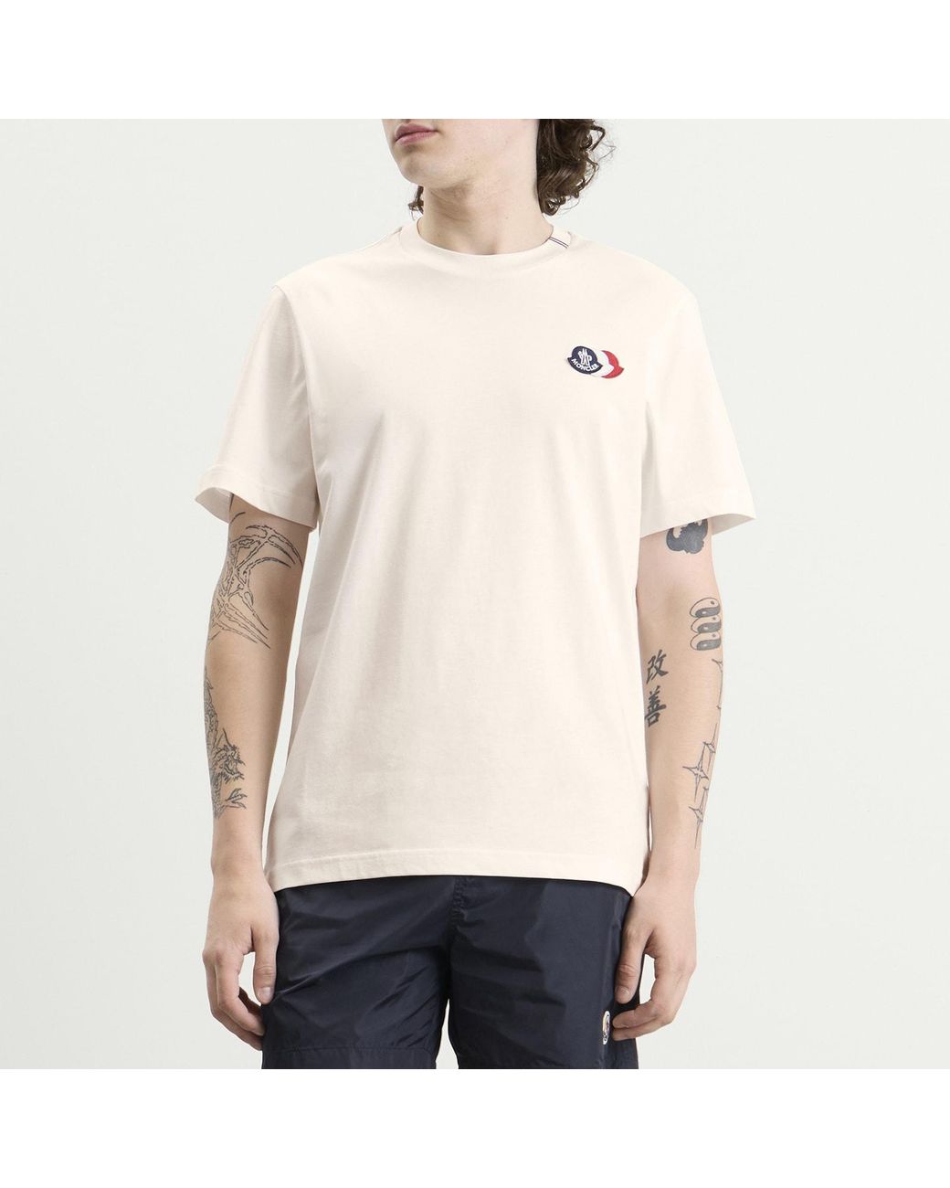 Moncler White Cotton Patch Logo T-Shirt for men