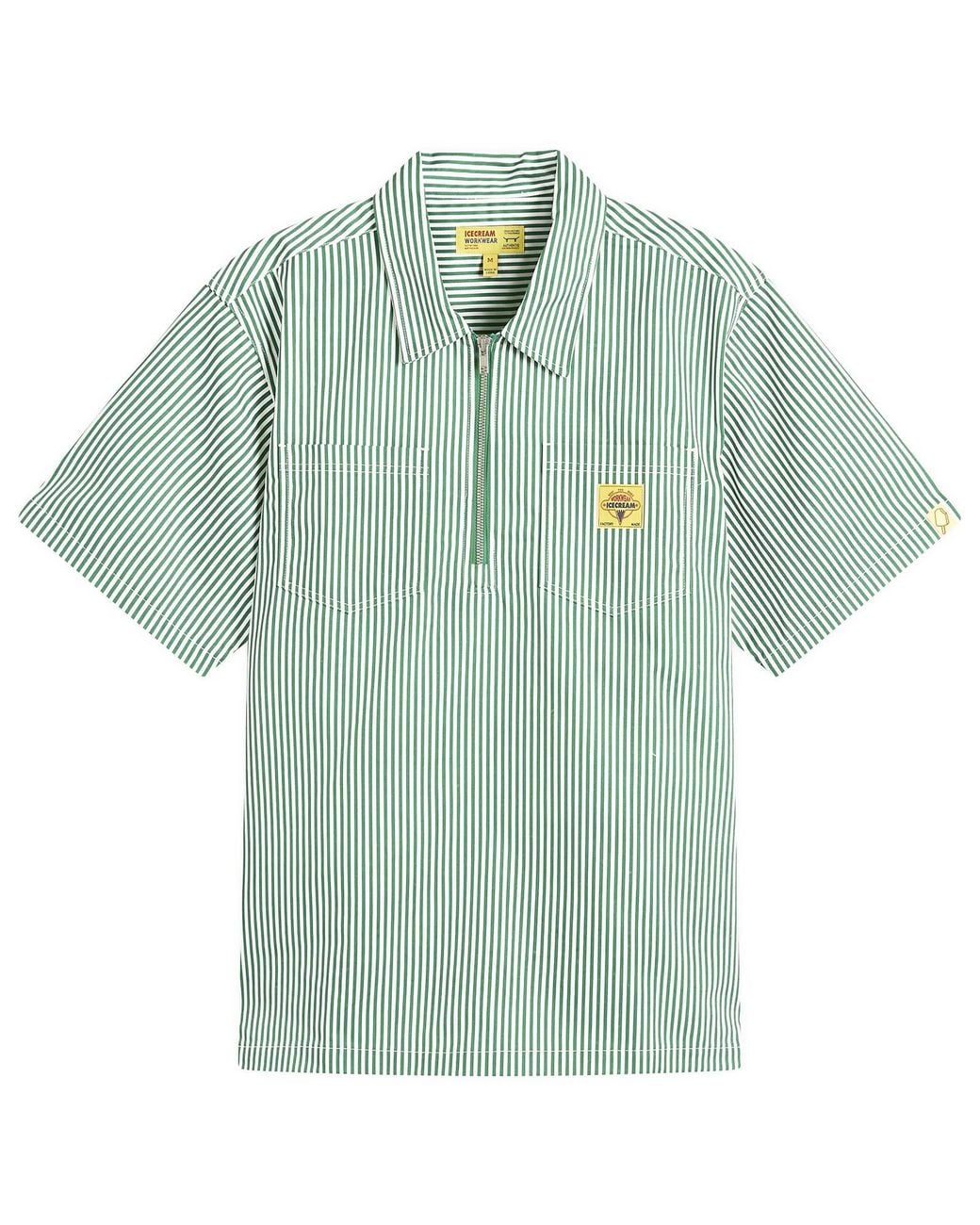 ICECREAM Green Ic Services Quarter Zip Work Shirt for men