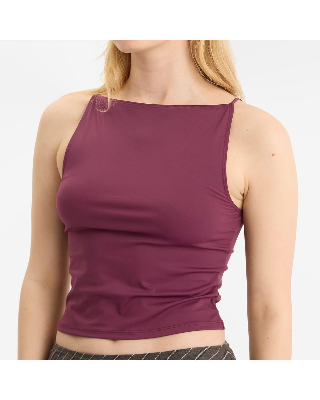 GOOD AMERICAN Purple Weightless Scuba Sleeveless Tank