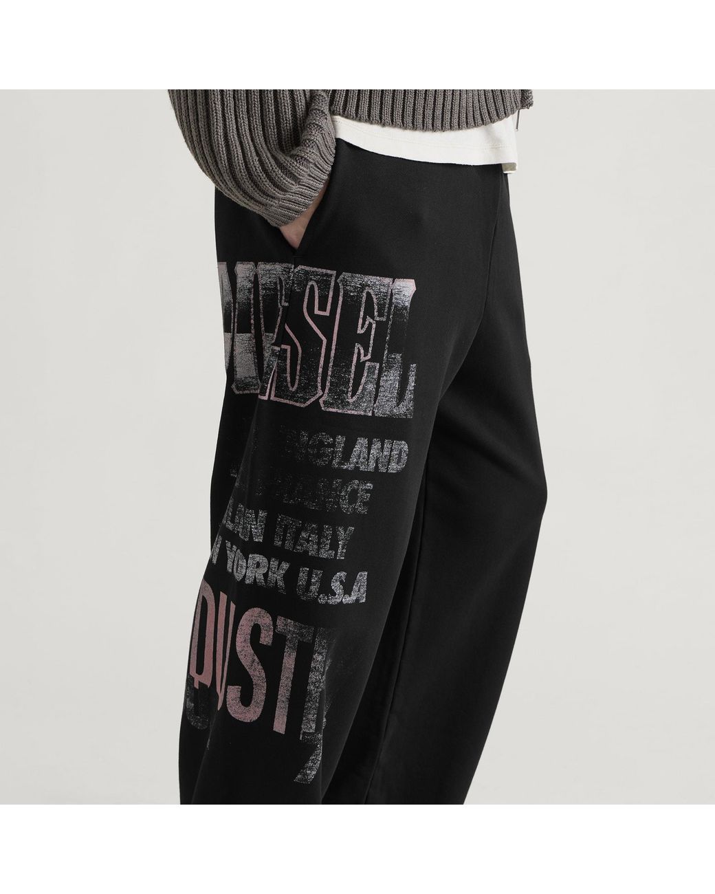 DIESEL Black Tour Open Hem Sweatpants for men