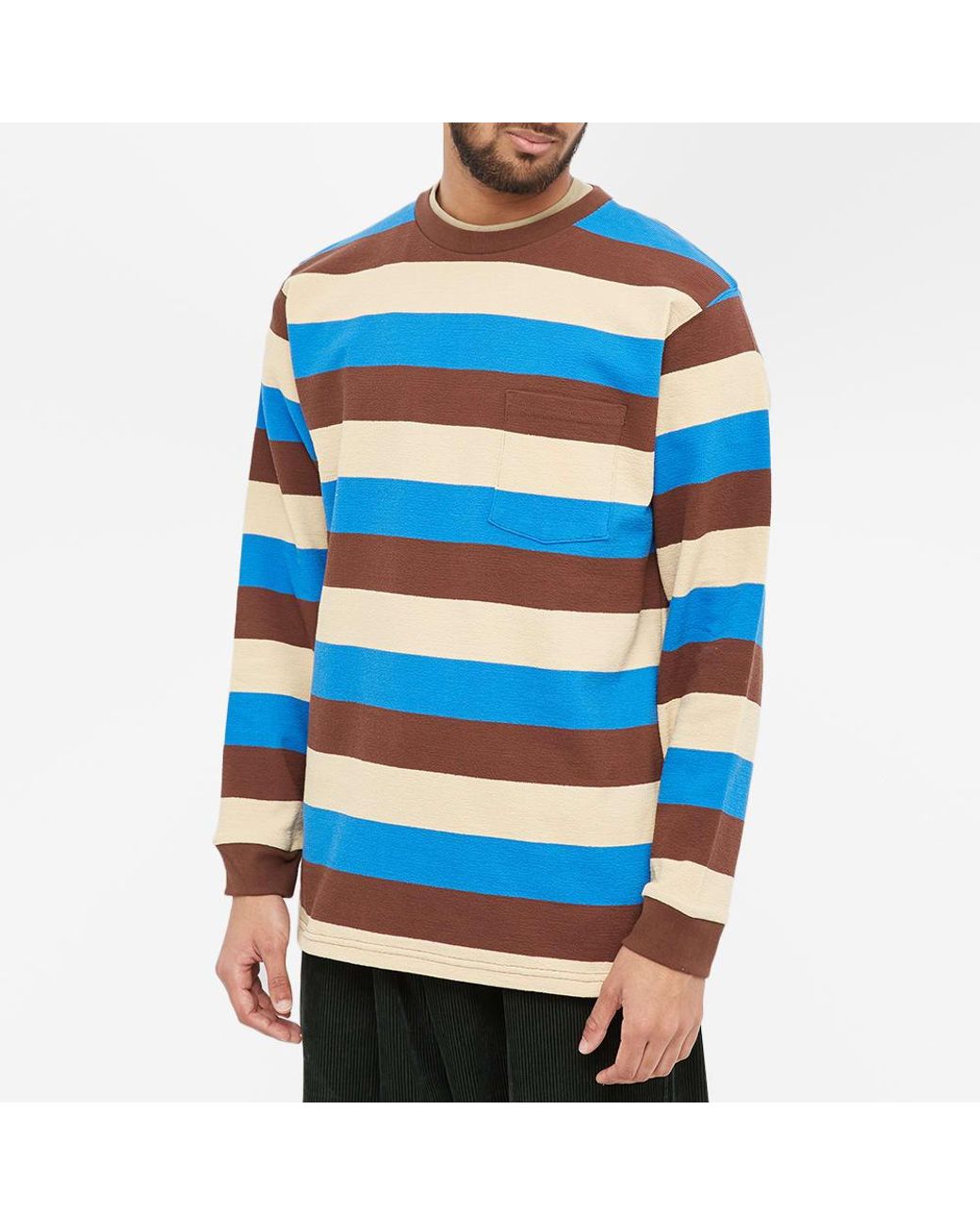 Beams Plus Long Sleeve Stripe Pocket T-shirt in Brown for Men | Lyst