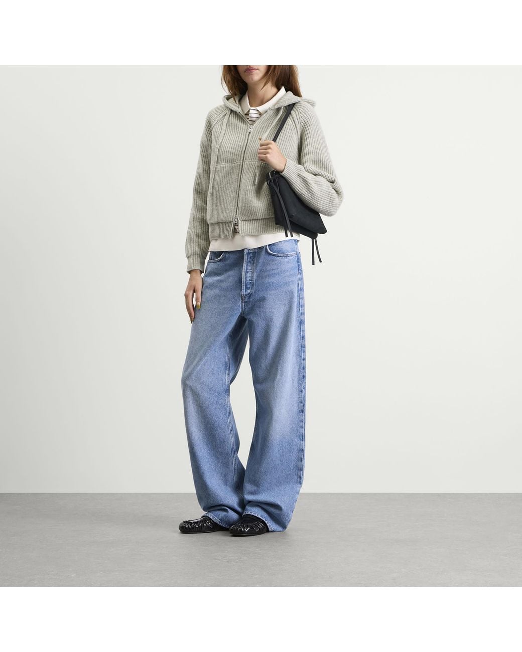 DUNST Gray Hooded Knit Cardigan