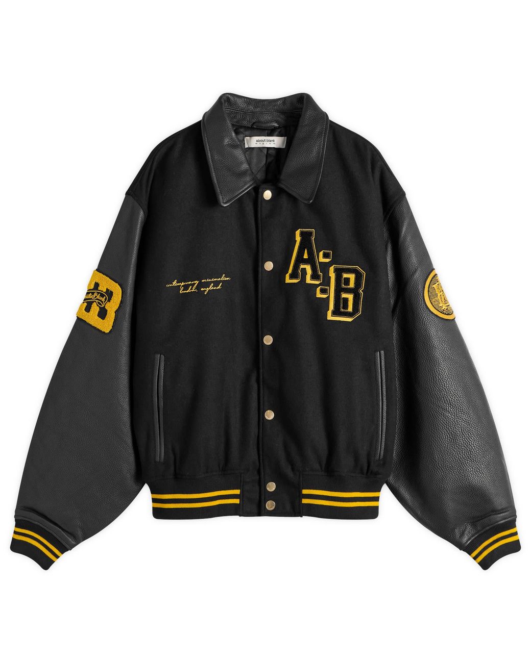 About Blank Black Letterman Jacket for men