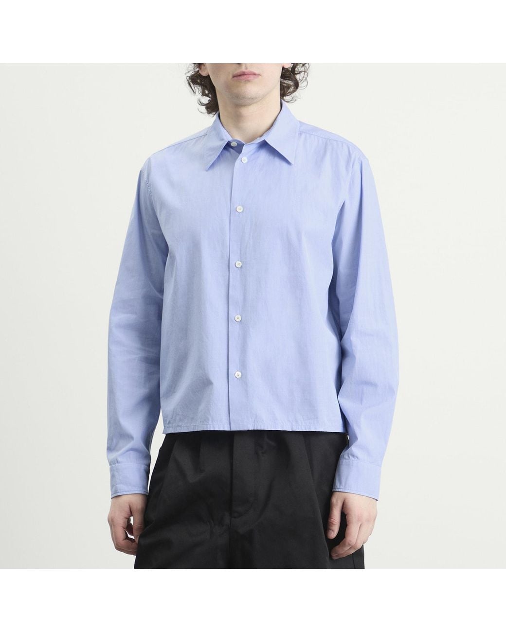 Jil Sander Blue Cropped Long Sleeve Shirt for men