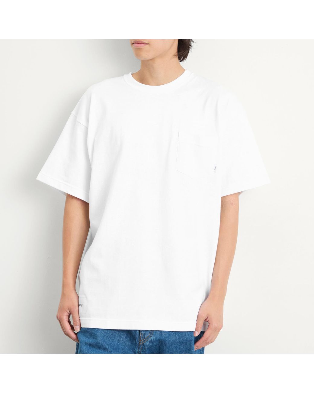 (w)taps White Pocket T-Shirt for men