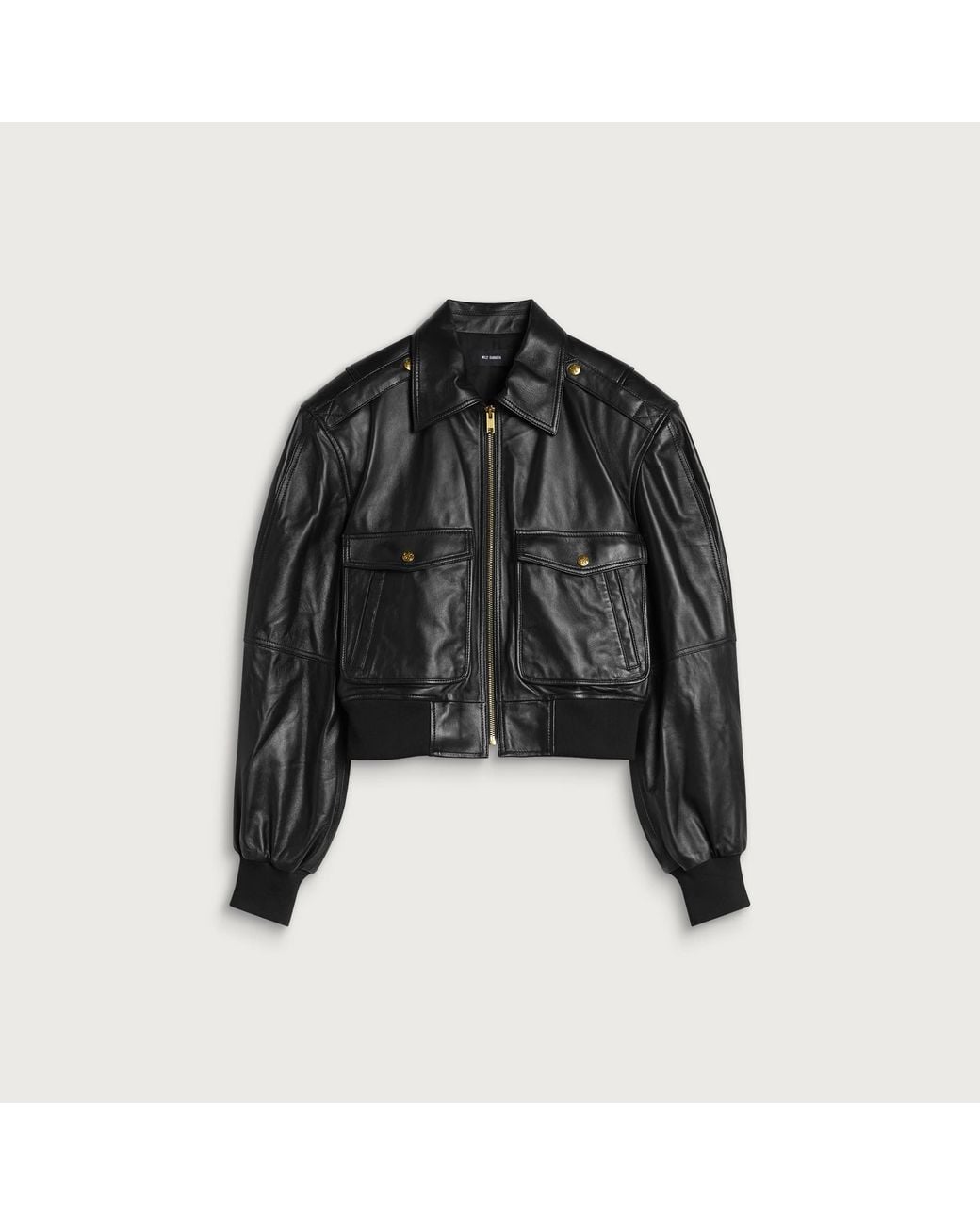 Willy Chavarria Black Cropped Leather Jacket