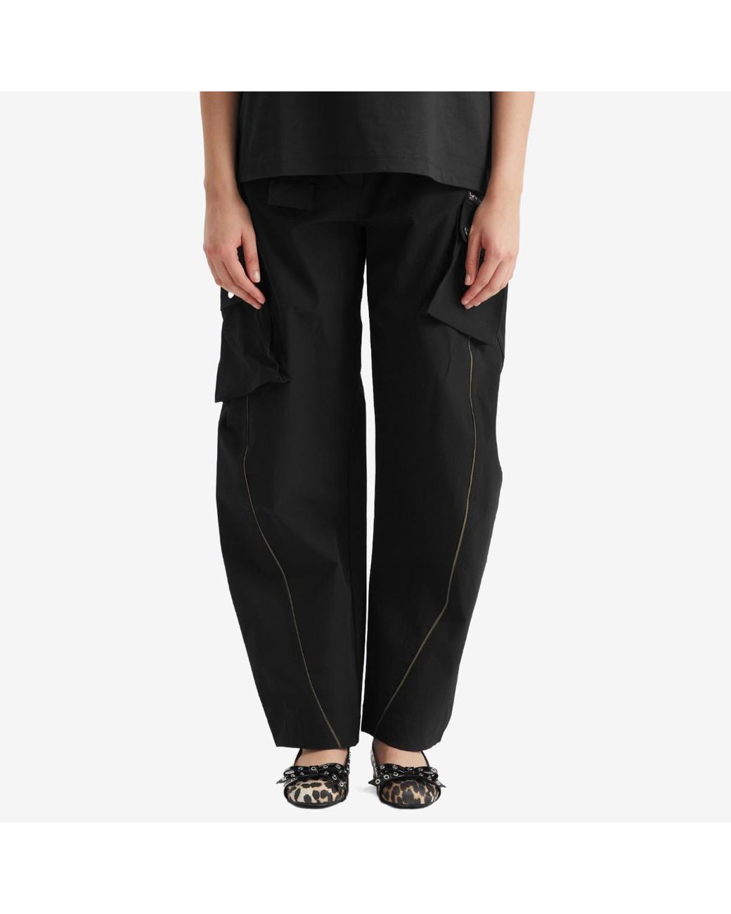 パンツ GANNI Stretch Shell Elasticated Cargo Pants Ganni Stretch Shell Elasticated Cargo Pants Presented By End