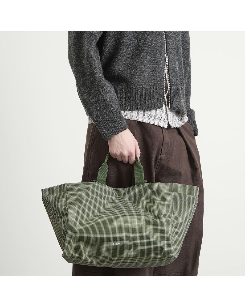 Hay Green Grid Weekend Bag