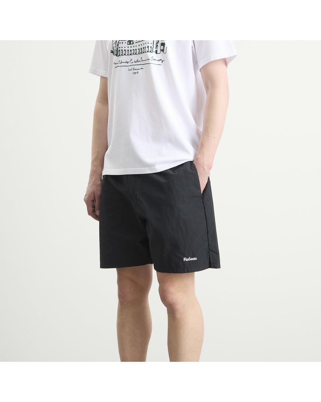 Palmes Gray Stitch Tennis Shorts for men
