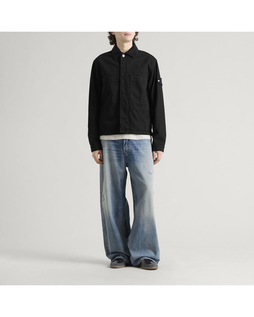 Stone Island Black Denim-Tc Tinto Capo Jacket for men