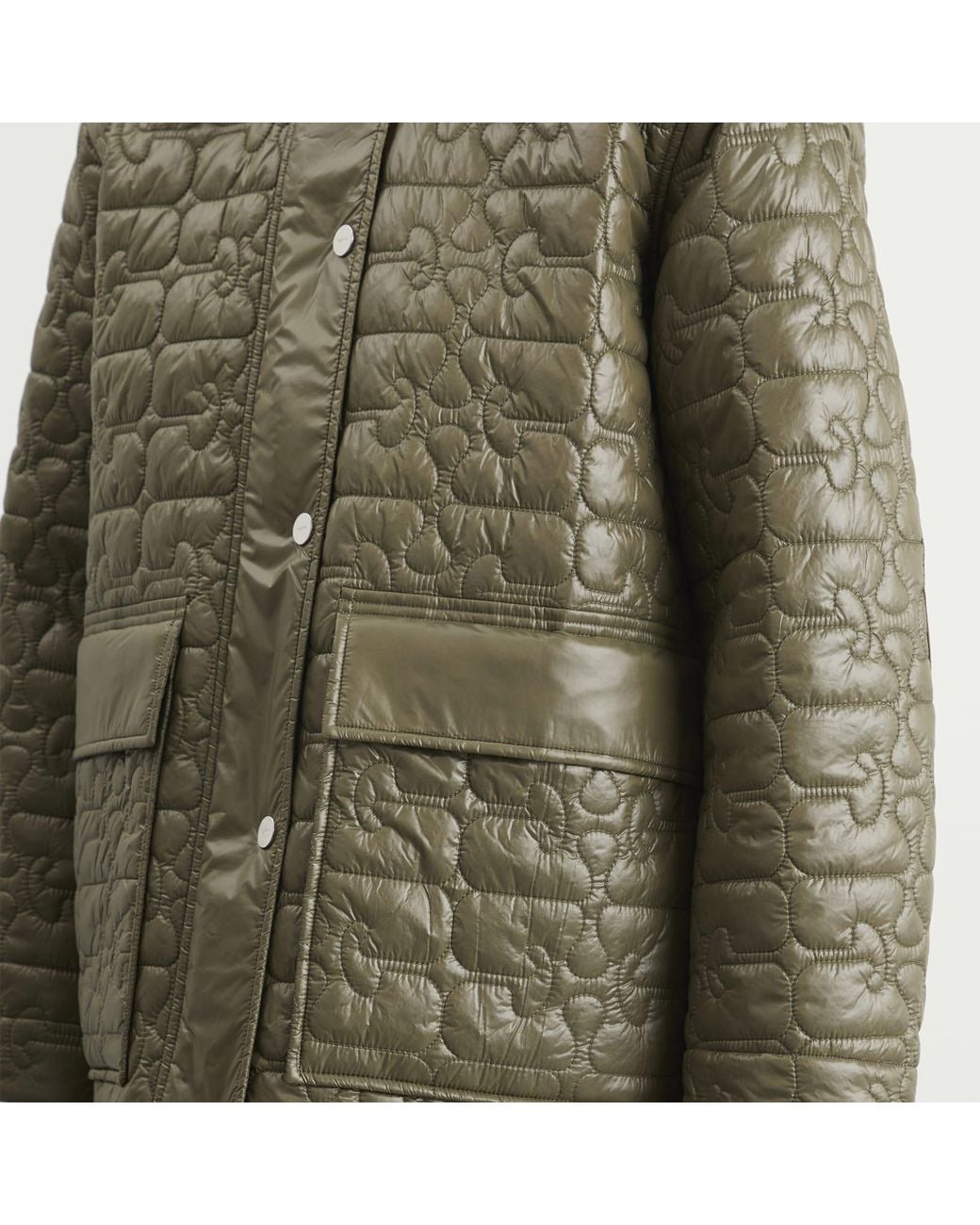 Ganni Green Shiny Quilt Jacket