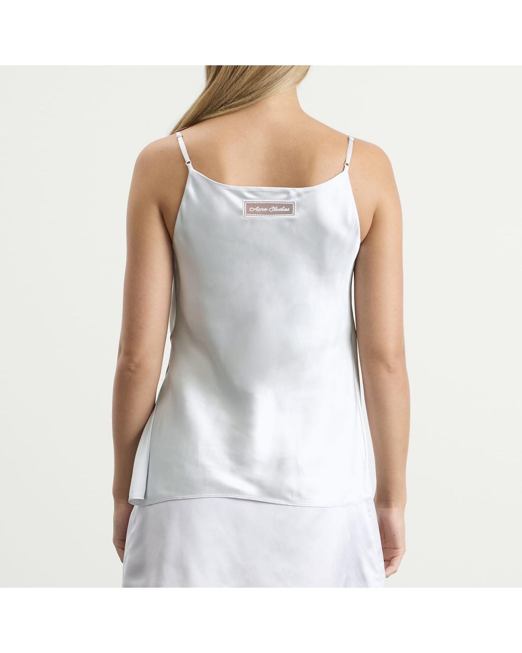 Acne Studios Temi Shiny Satin Cami Top in Gray | Lyst