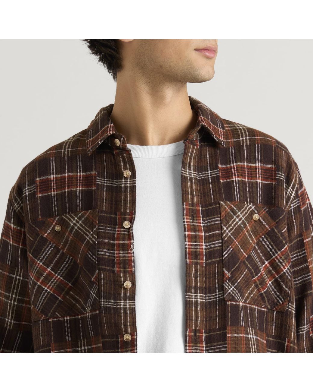 Barbour Brown Catrake Relaxed Patchwork Overshirt for men