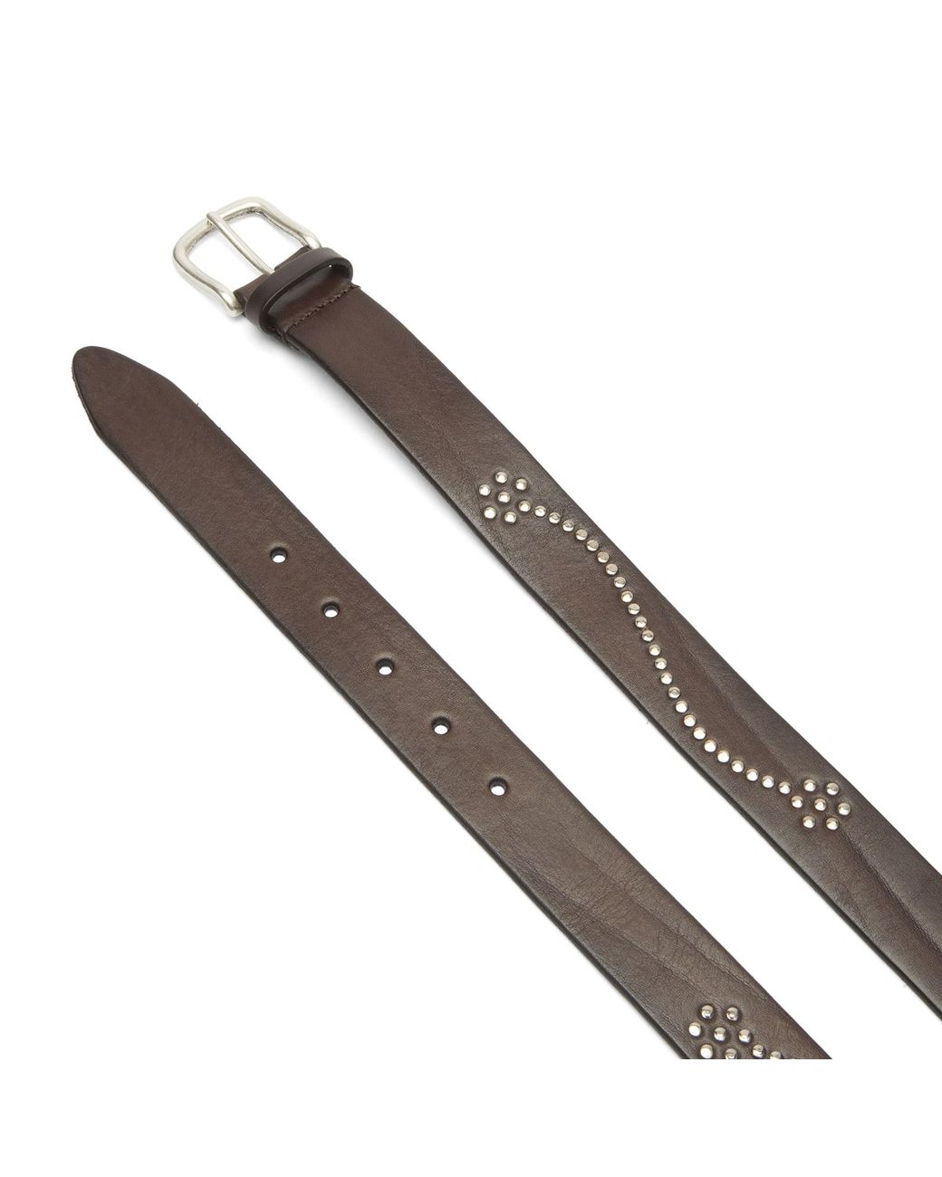 Andersons Brown Andersons Narrow Stud Trimmed Leather Belt for men