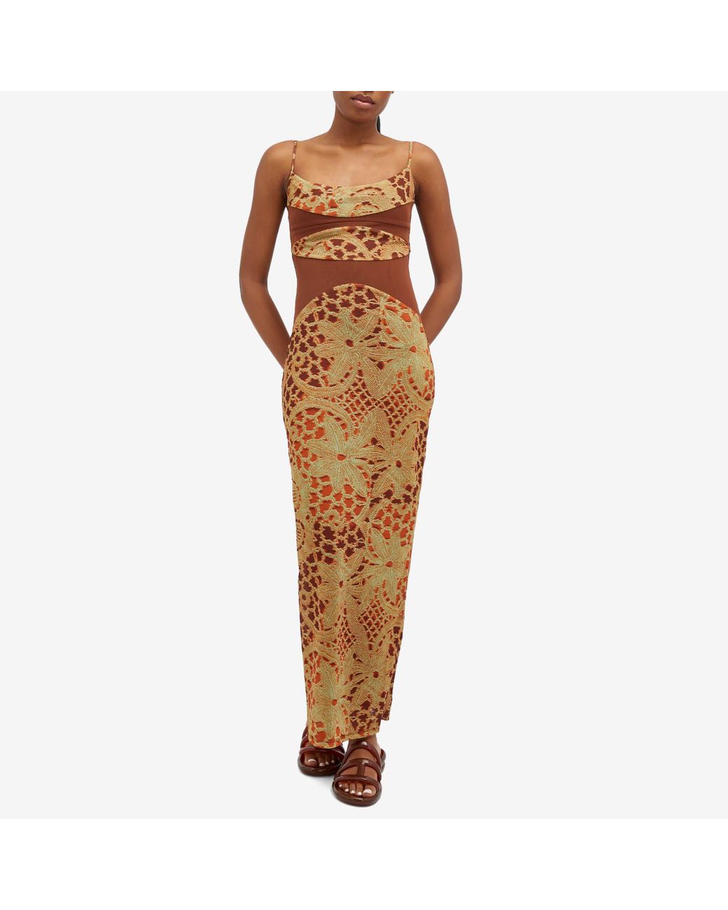 open lace back dress I.Am.Gia Kahlo Maxi Dress in Red