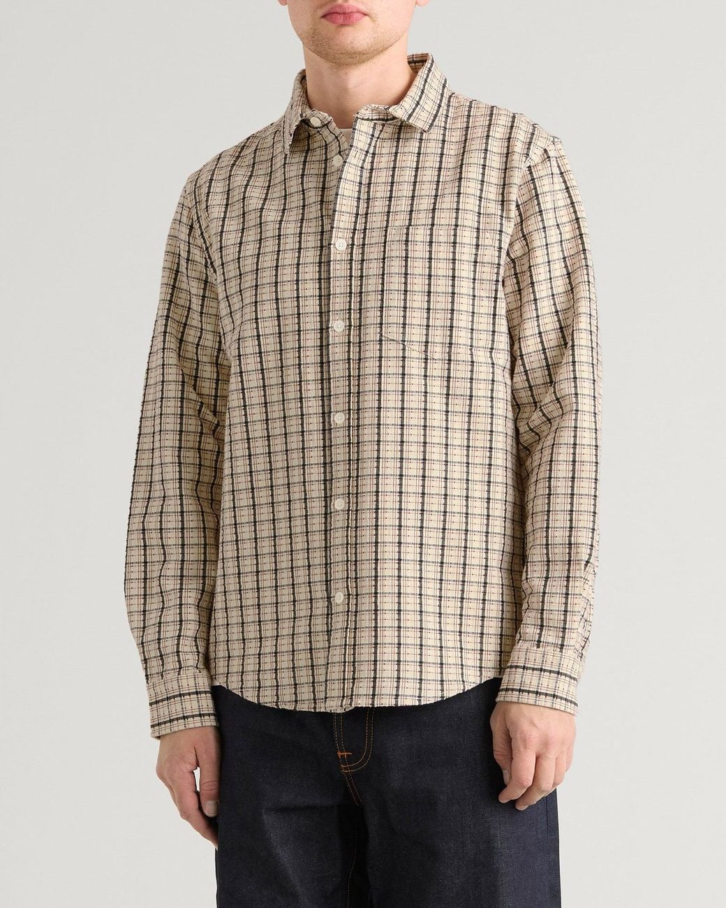 Dobby Colouring In Wax London Shelly Dobby Check Shirt in White for Men | Lyst