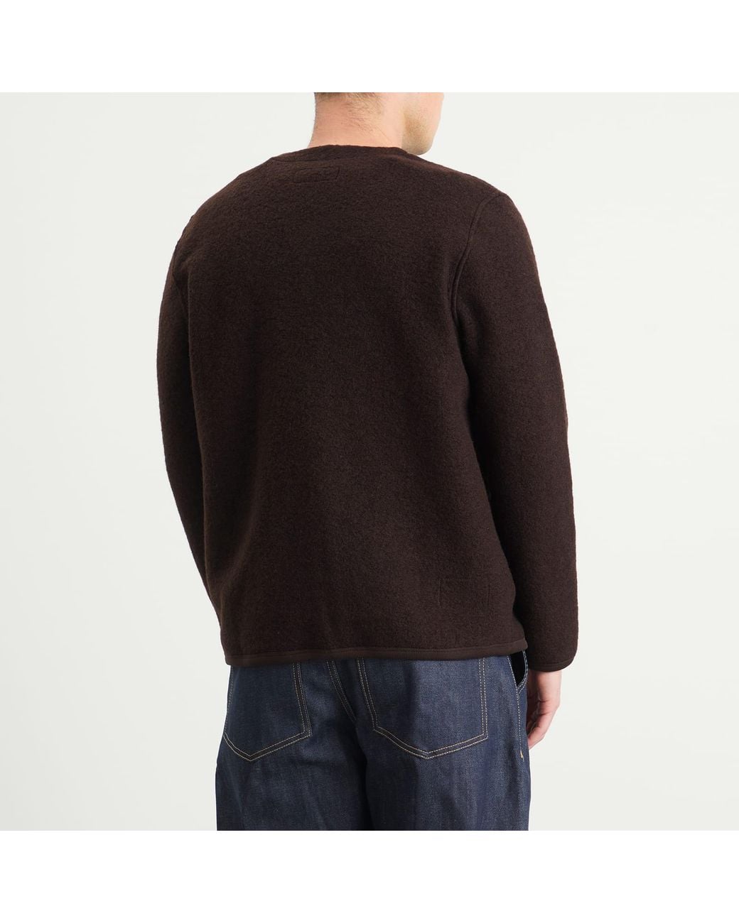 Universal Works Black Wool Fleece Cardigan for men