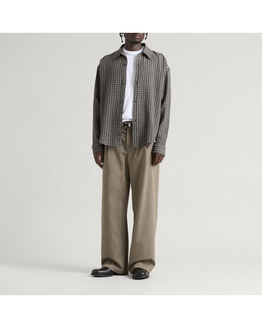mfpen Gray Check Vacation Shirt for men