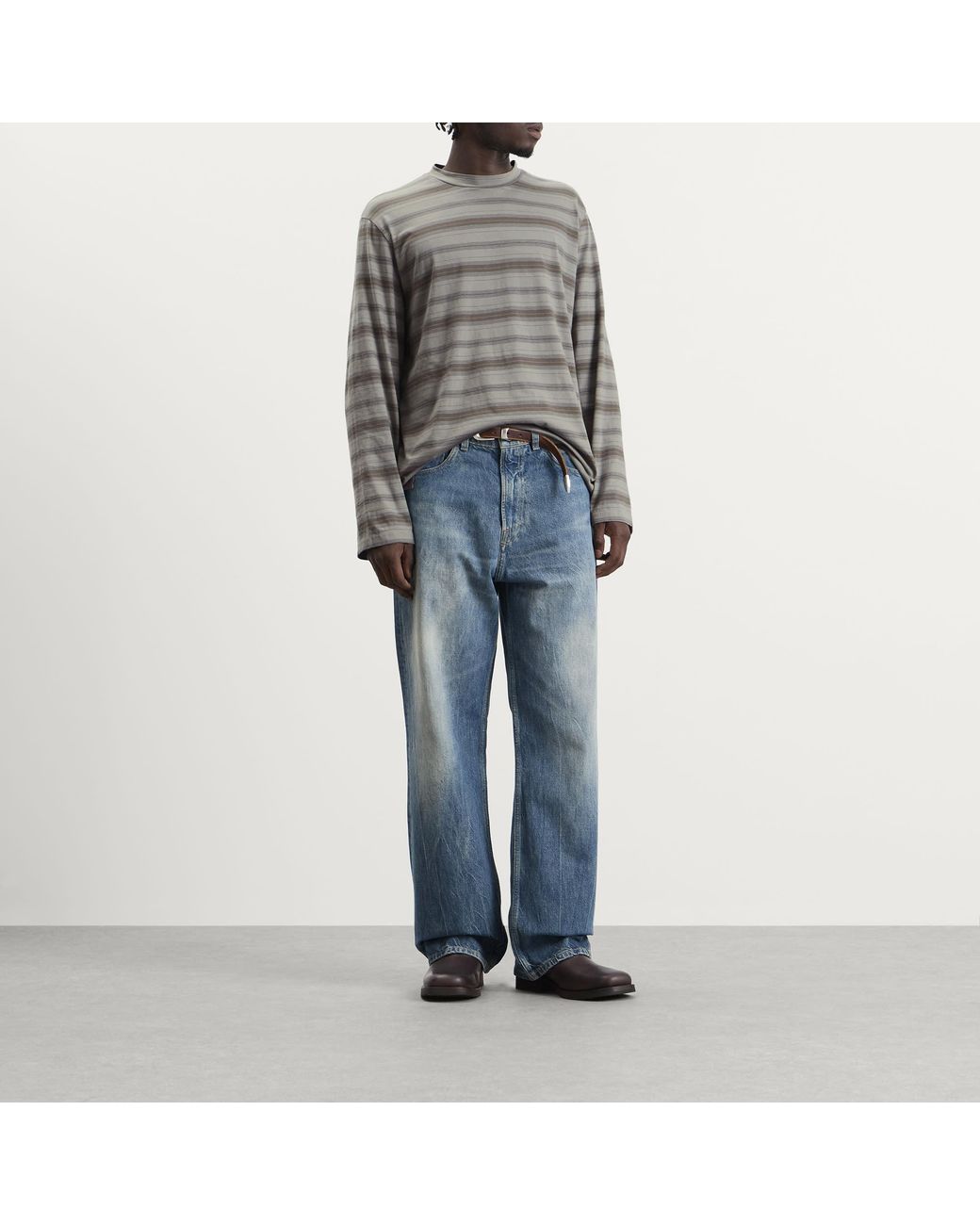 Our Legacy Gray Stripe Box Long Sleeve Top for men
