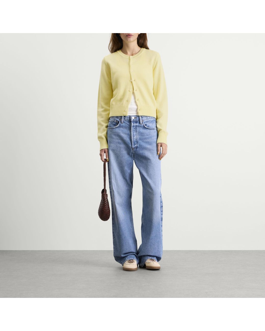 DUNST Yellow Crewneck Knit Cardigan