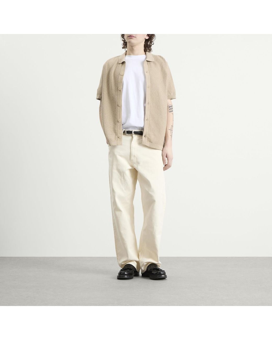 NN07 Natural Ares Knit Vacation Shirt for men