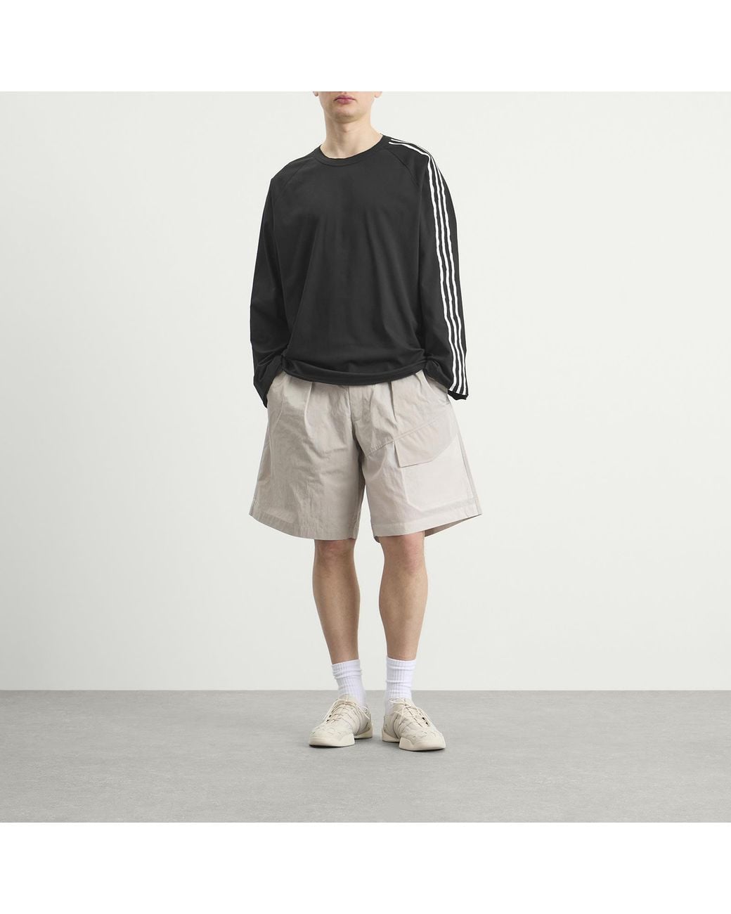 Y-3 Gray Cotton Blend Shorts for men