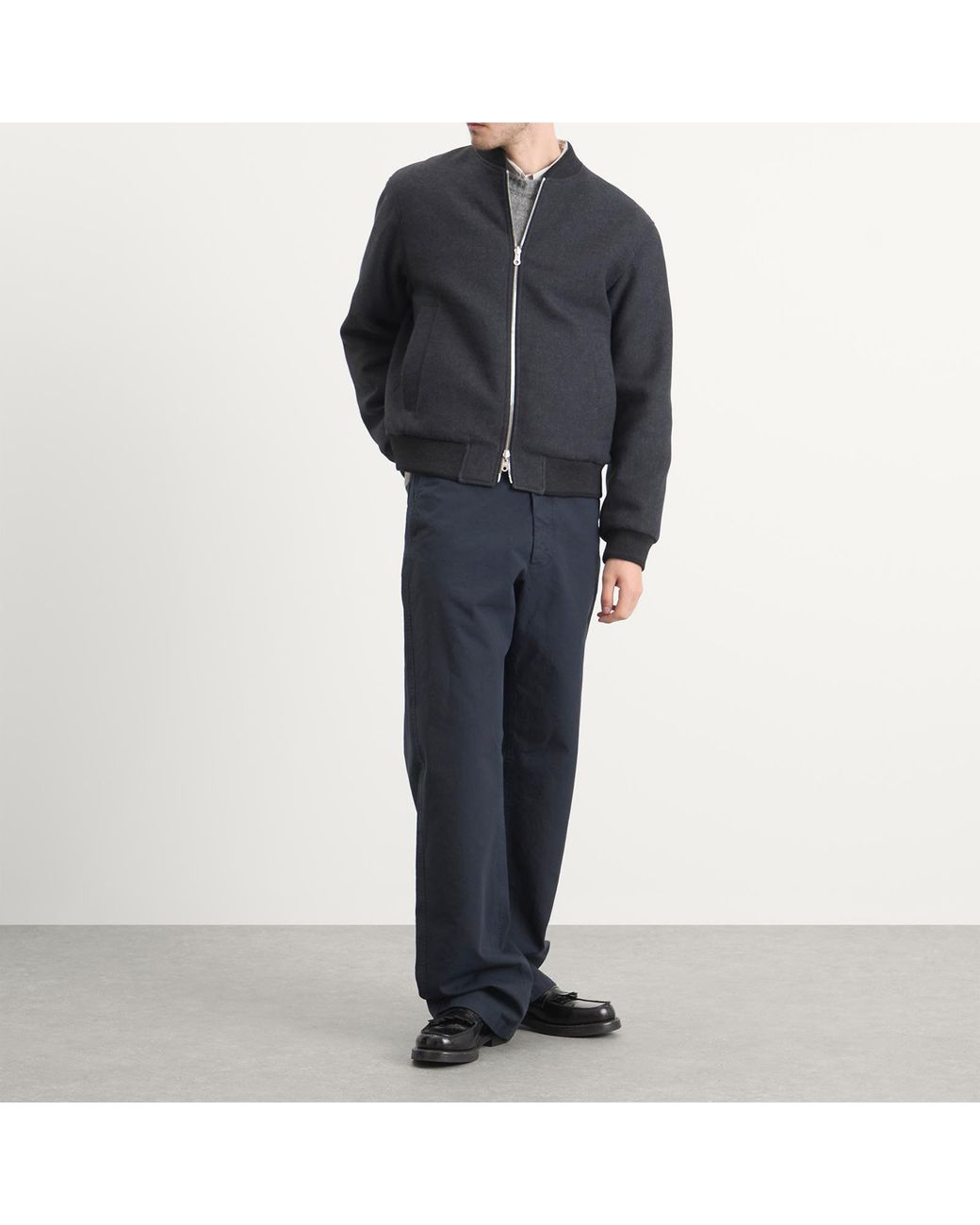 Dries Van Noten Blue Brushed Cotton Twill Bomber Jacket for men