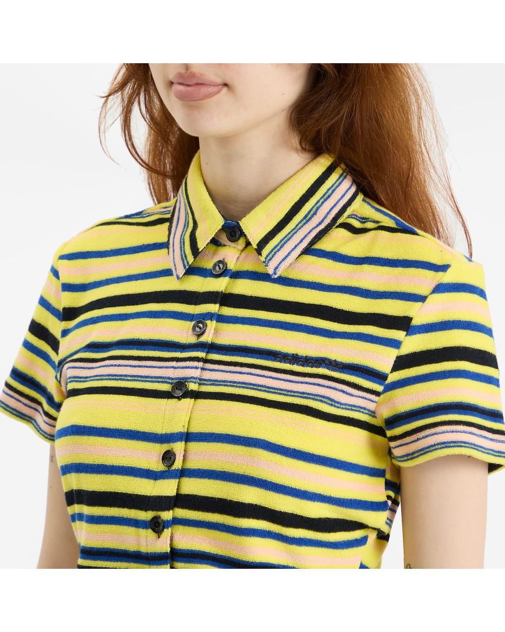 ☆ adidas☆ Towel Button Up Tee Yellow JC5333 adidas Towel