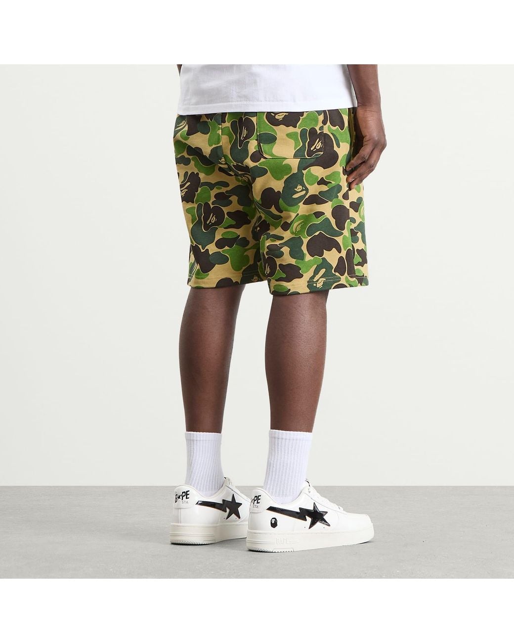 A Bathing Ape Green Abc Camo Shark Sweat Shorts for men