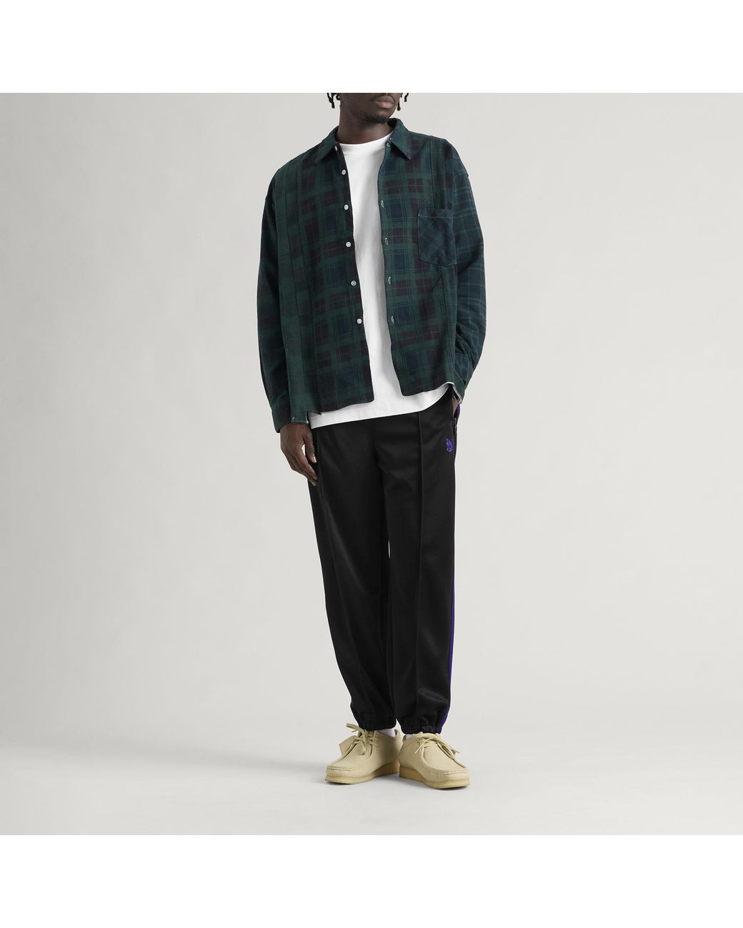 Needles Black Poly Smooth Zipped Track Pants for men