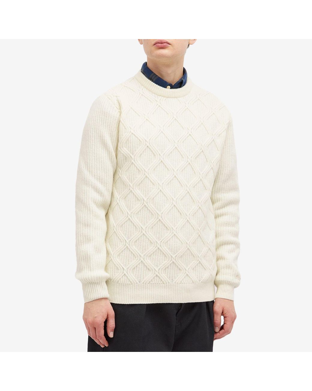 Forét White Bow Cable Knit Jumper for men