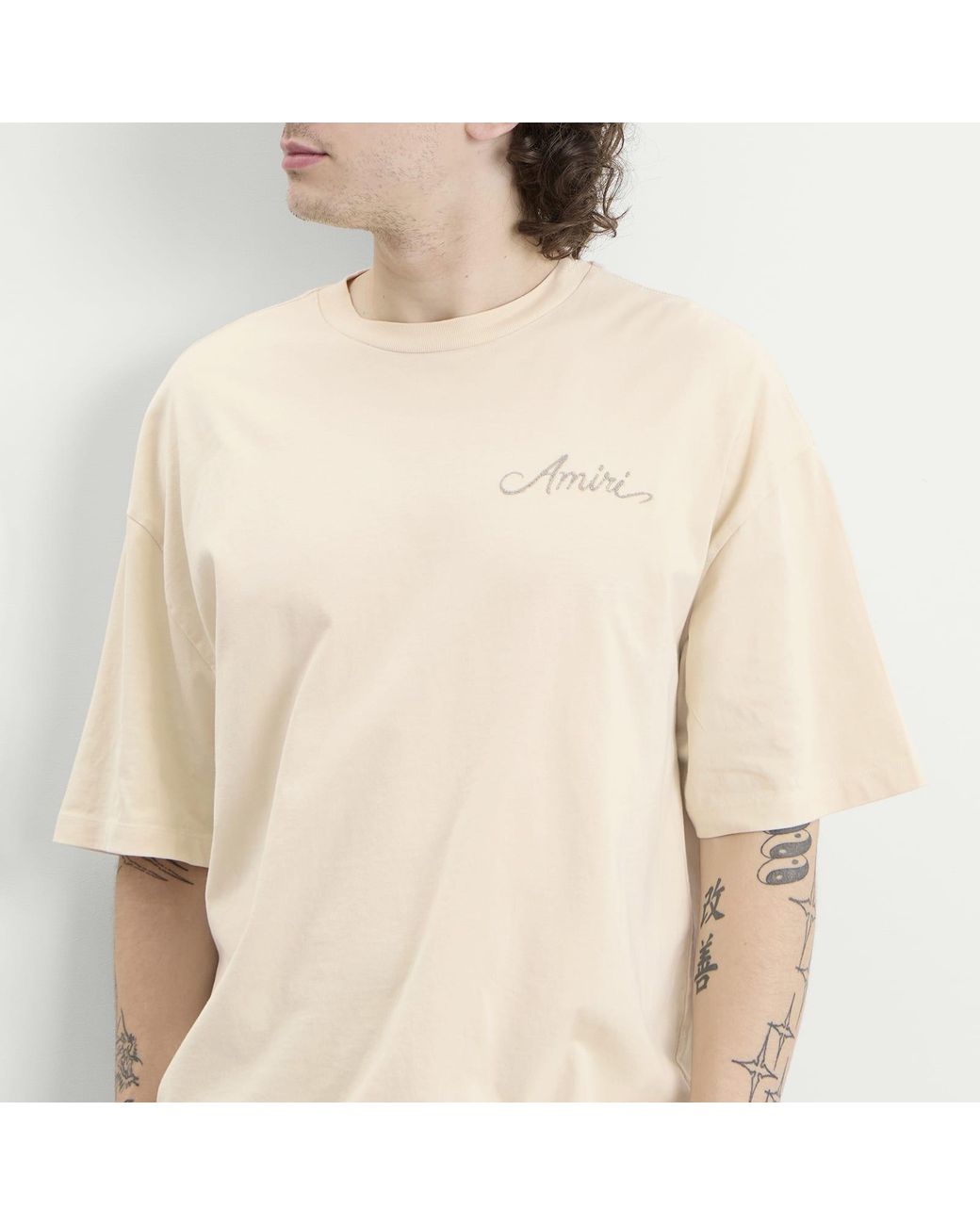 Amiri Natural Ma Check Patch Skate T-Shirt for men