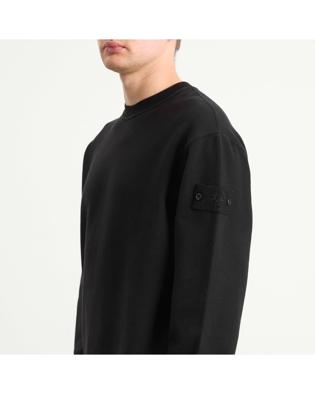 Stone Island Ghost Crew Neck Sweatshirt in Black for Men | Lyst