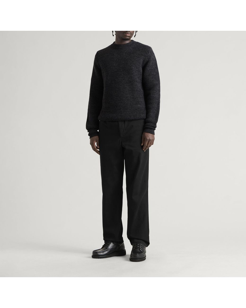 Norse Projects Black Henning Cotton Wool Rib Sweater for men