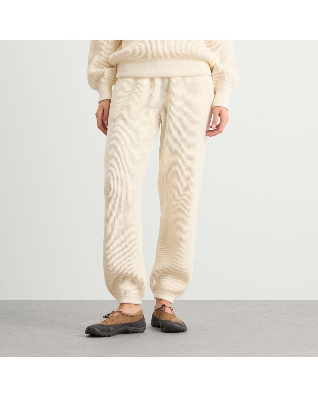 NOTHING WRITTEN Natural Waffle Knit Pants