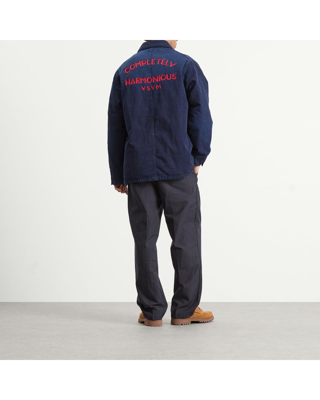 Visvim Blue Osiris Down Coverall Damaged Shirt Jacket for men