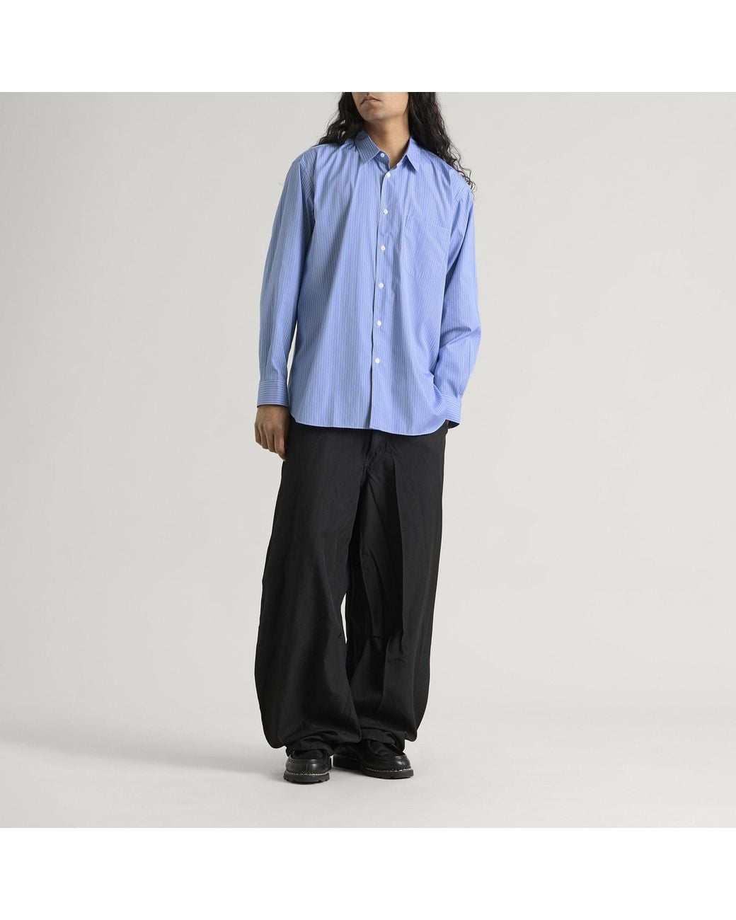 Comme des Garçons Blue Cotton Poplin Stripe Shirt for men