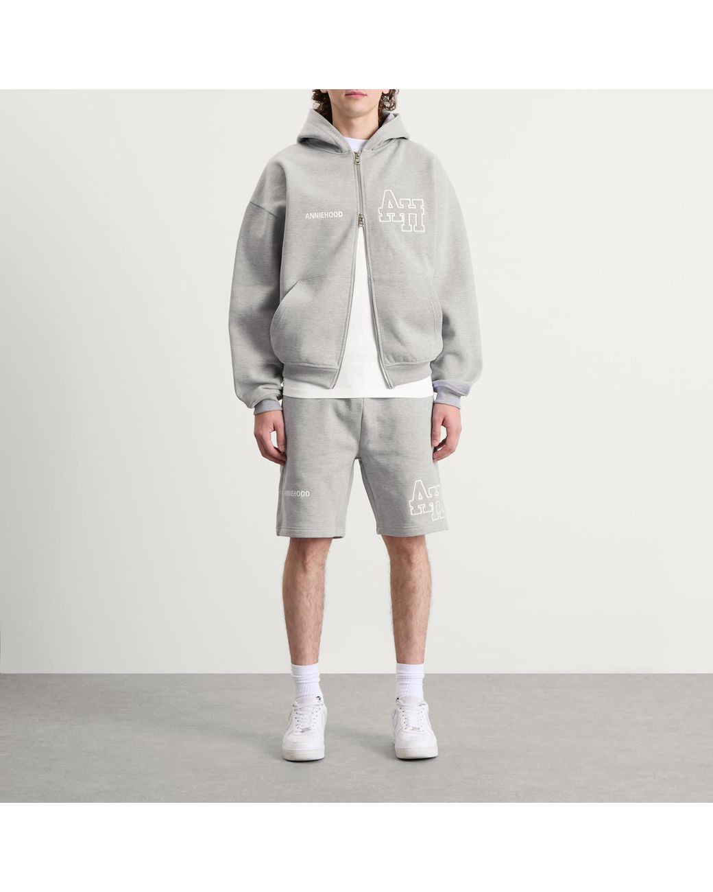 Annie Hood Gray College Sweat Shorts for men