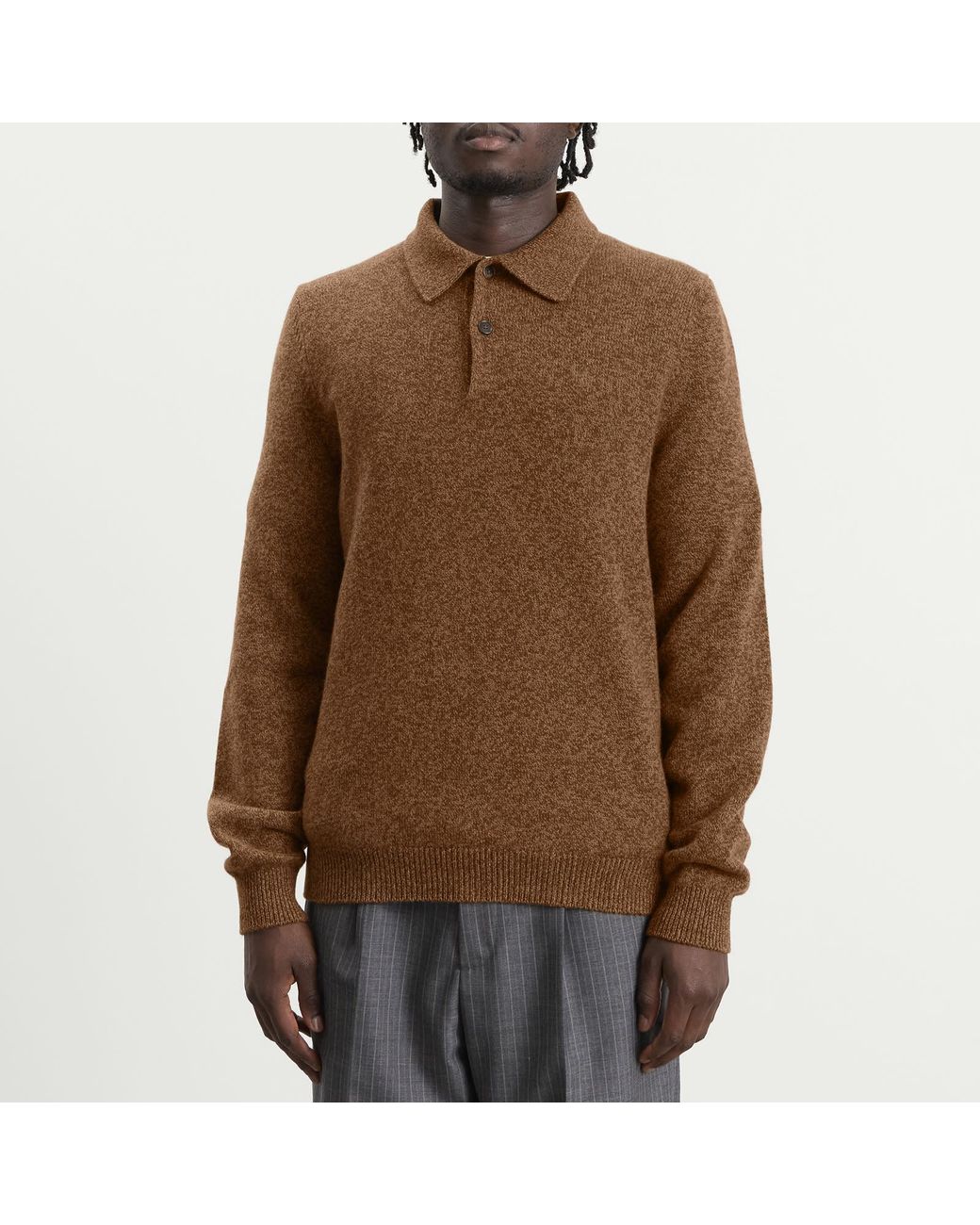 Jil Sander Brown Wool Cashmere Polo for men