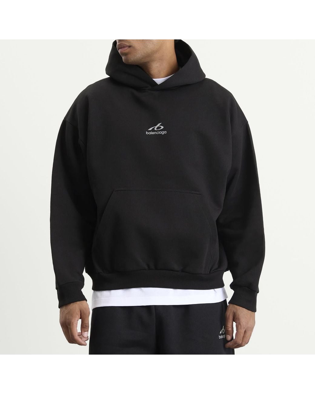 Balenciaga Black Logo Regular Fit Hoodie for men
