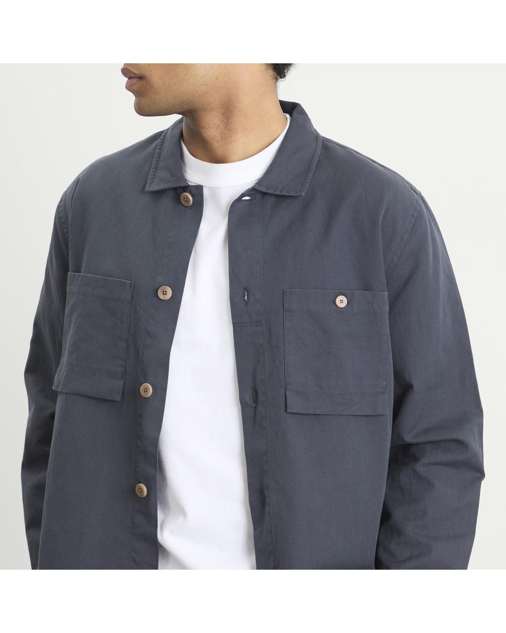 Folk Blue Patch Overshirt for men